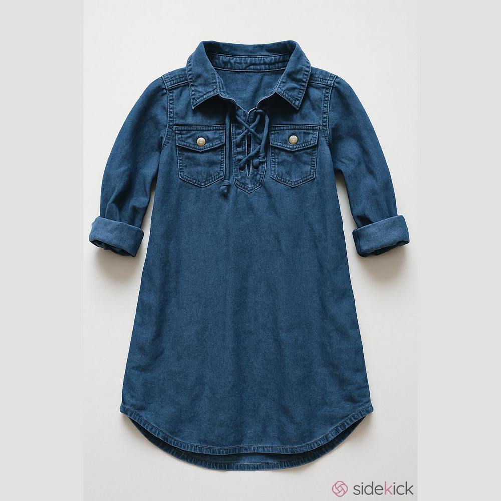 Kids Wallflower EUC Blue Denim Shirt Dress Lace Up 7 Girls